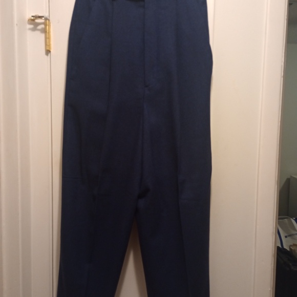 ASOS DESIGN High Waisted Baloon Wool Mix Twill Suit Pant size 31x32 in Navy - Picture 5 of 8